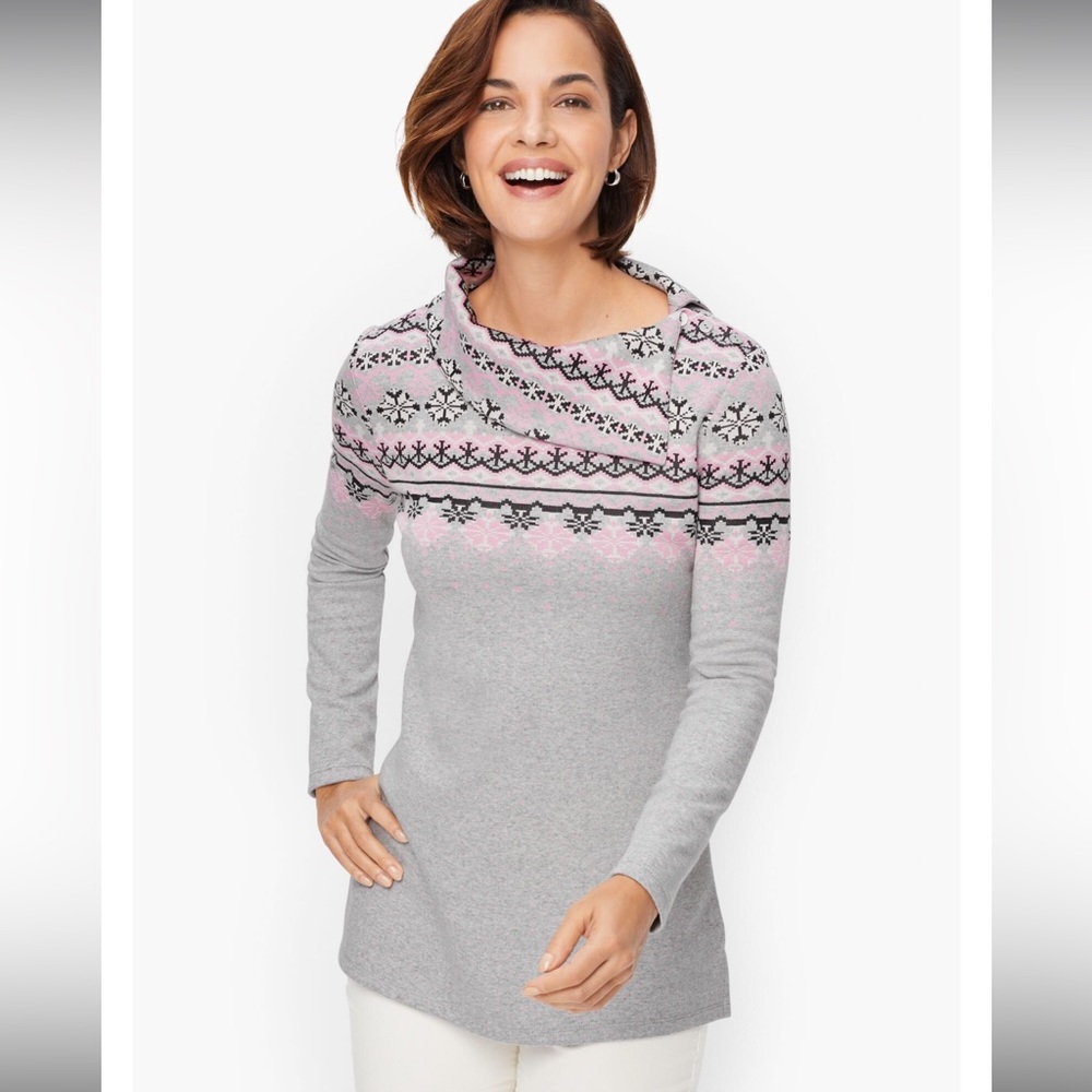 Talbots Button Shoulder Fair Isle Pullover - M